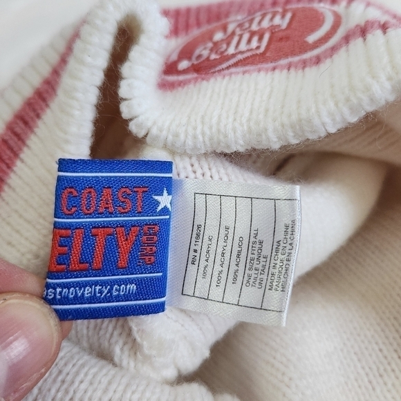 WEST Coast Novelty Jelly Belly Beans Soft Light Pink White Striped Knit Hat Cap - Picture 10 of 11